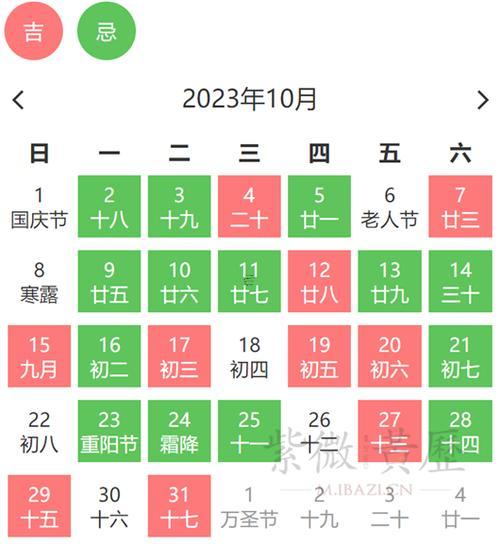 10月份出行黃道吉日2026年查詢