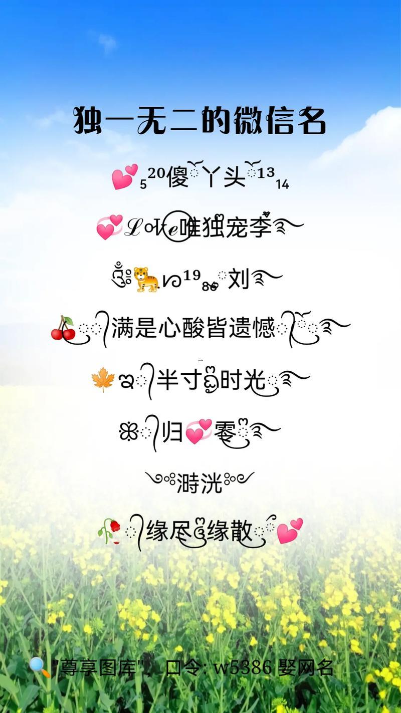 獨(dú)一無二微信名