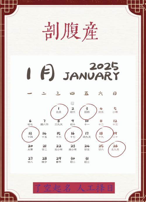 2025年農歷10月生孩子吉日一覽表